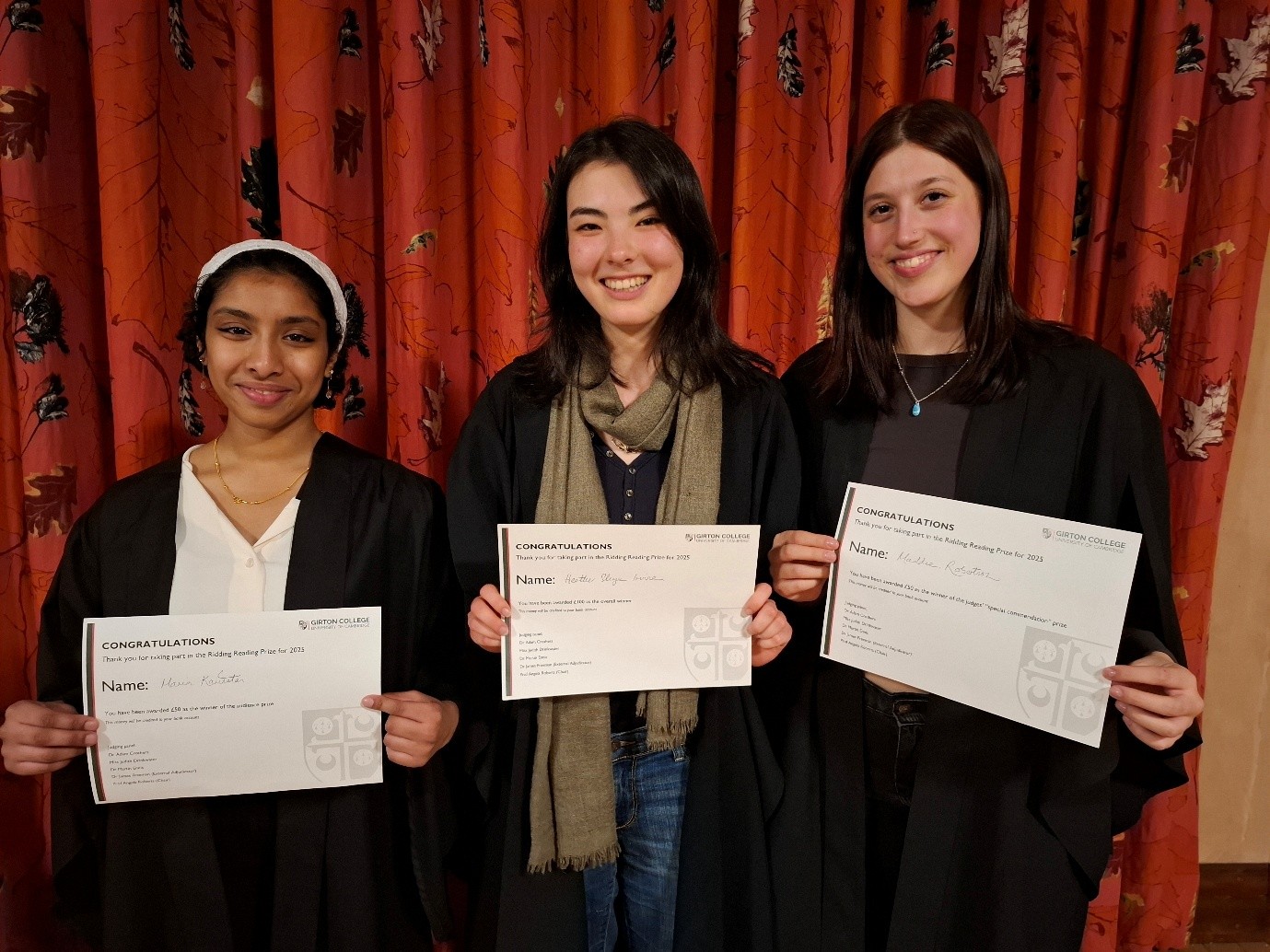 left to right: Maria Karinatan – Heather Skye Irvine – Maddie Robertson