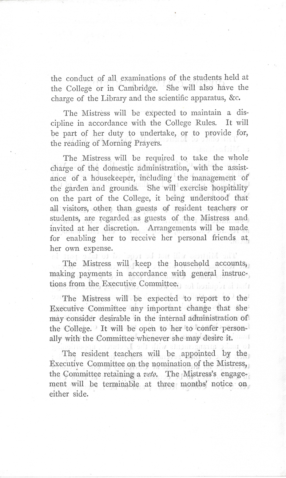 The memorandum on the duties of the Mistress, May 1875 (archive reference: GCGB 2/1/4pt).