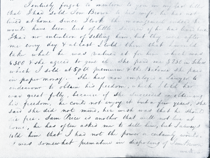 Letter concerning Mrs Brown