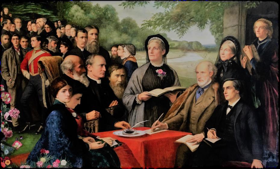 Edward Clifford (1844–1907), A group portrait of The Broadlands Conference, painted circa 1887. Girton College is grateful to John McNeil for permission to reproduce this image.